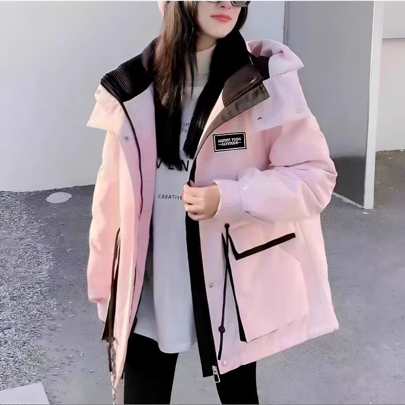2024新款秋冬户外羽绒服女冲锋衣白鸭绒甜酷工装风羽绒显瘦 29016
