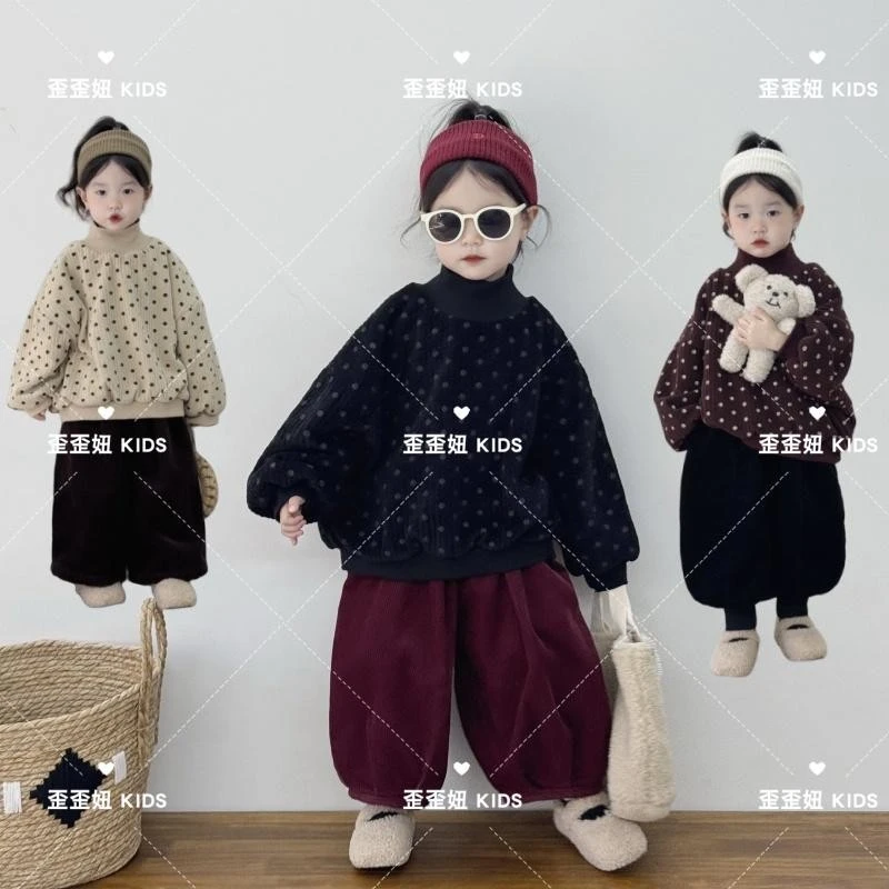 【歪歪妞童装】241867男女童洋气可爱圆点宽松高领加厚自发热卫衣
