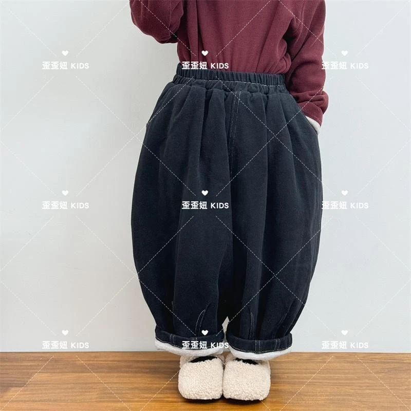 【歪歪妞童装】24199儿童复古新年喜庆红中性加厚保暖裤子长裤