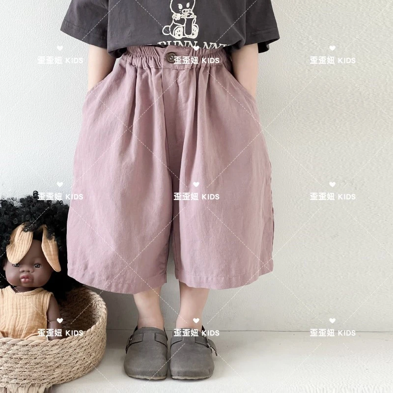 【歪歪妞童装】2455儿童复古文艺裤子日系男女童水洗百搭裤子