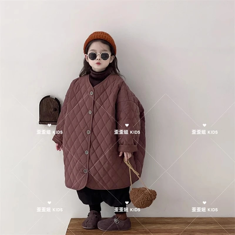 【歪歪妞童装】24175儿童菱格洋气宽松加厚保暖棉服宝宝棉衣