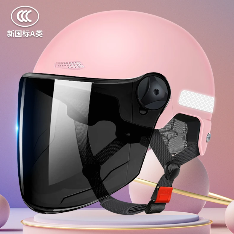 3C认证电动车头盔男女通用女款轻便防晒夏天半盔摩托车骑行安全帽