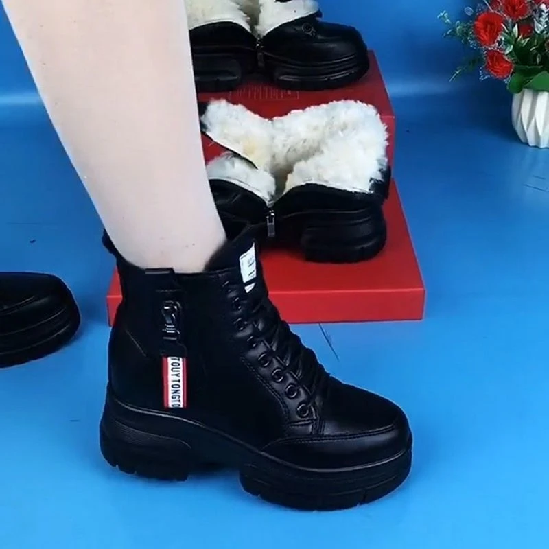 真软皮女士棉鞋2025新款秋冬季加绒保暖雪地靴女防滑厚底马丁靴女