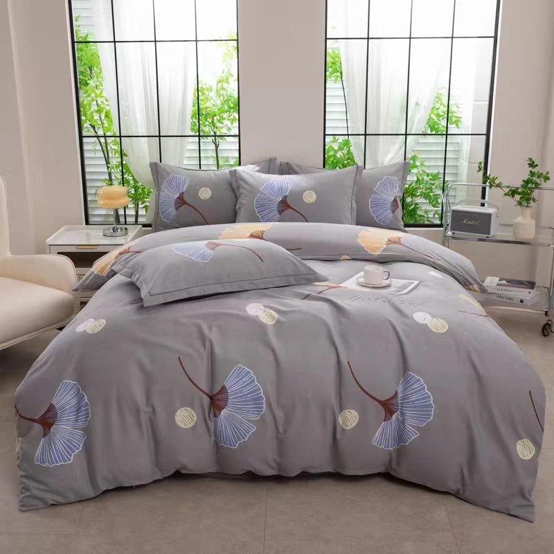 【银杏香语】四季可用磨毛加厚透气花卉斜纹简约亲肤保暖四件套单人