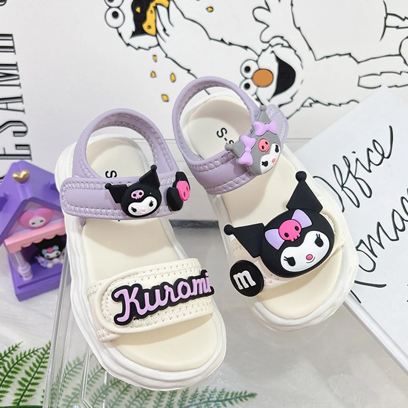 ABC女童露趾凉鞋夏季新款儿童库洛米公主鞋小女孩软底沙滩鞋防滑