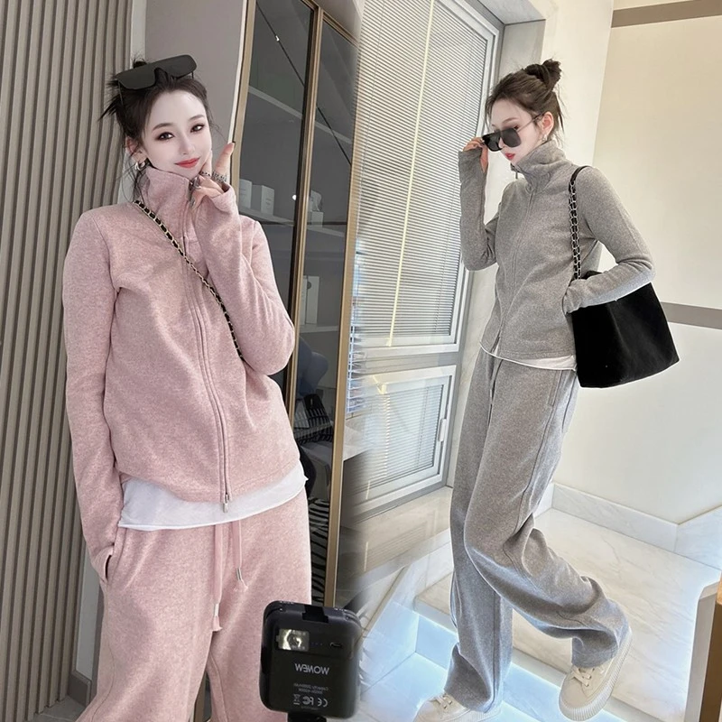 网红欧货休闲运动时尚套装女2024秋季新款拉链卫衣外套卫裤两件套