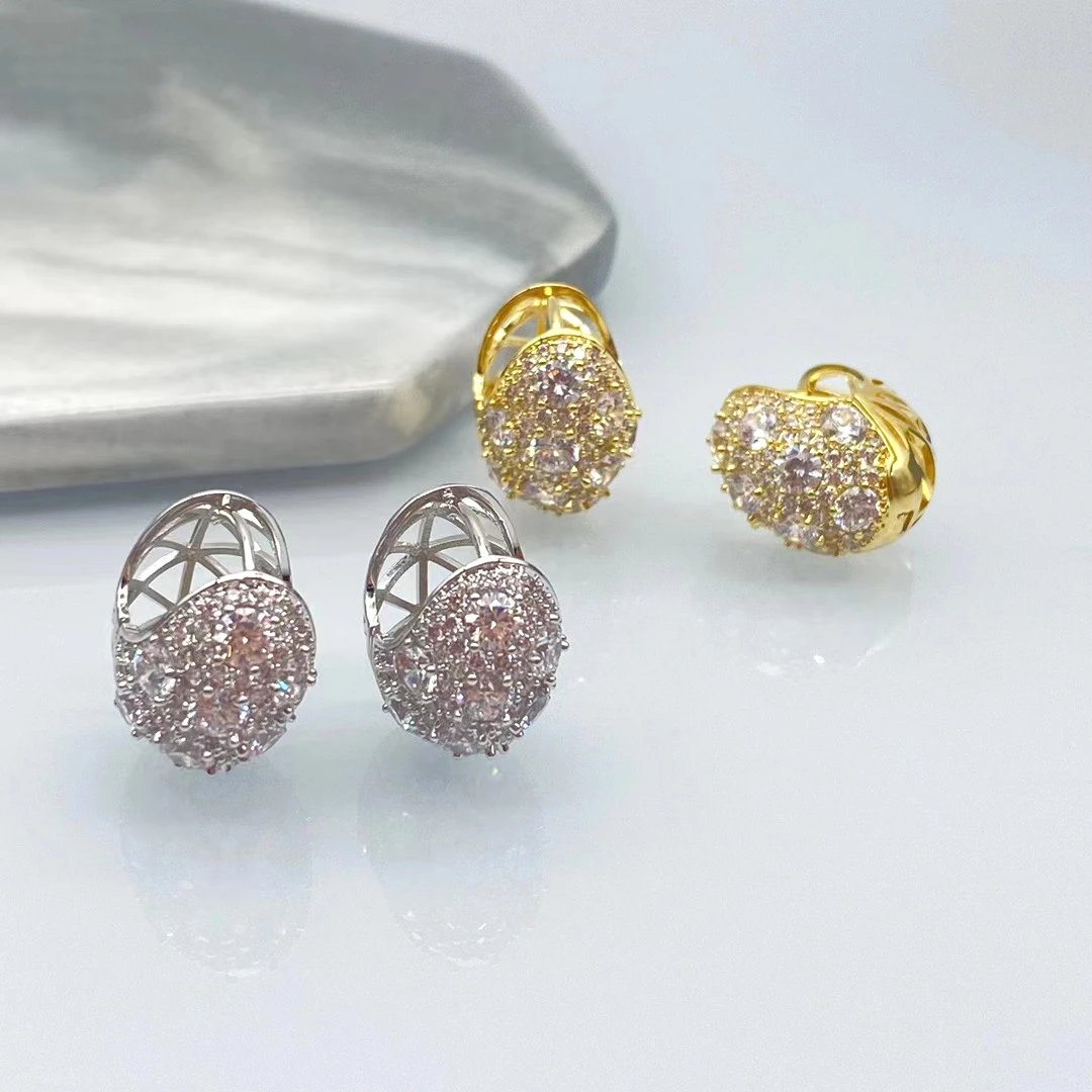 铜合金合成锆石耳饰 a392 a383气质鸟巢耳扣气质高定精致13520