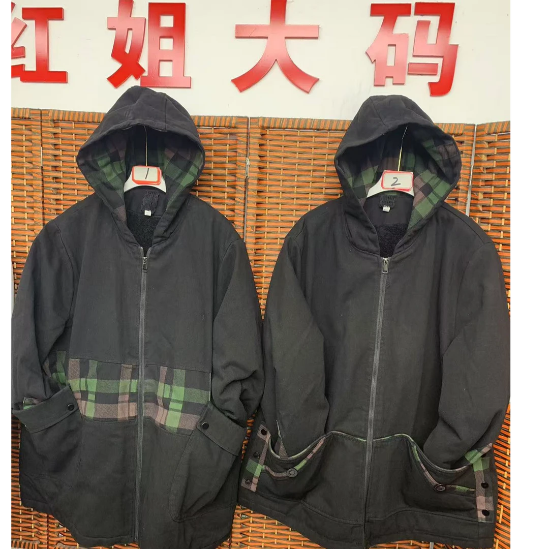 妈妈时尚休闲牛仔棉衣加大加肥拼接