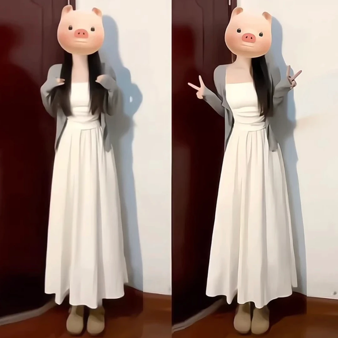 白色吊带背心开衫半身裙套装女早春季新款慵懒风韩系休闲三件套