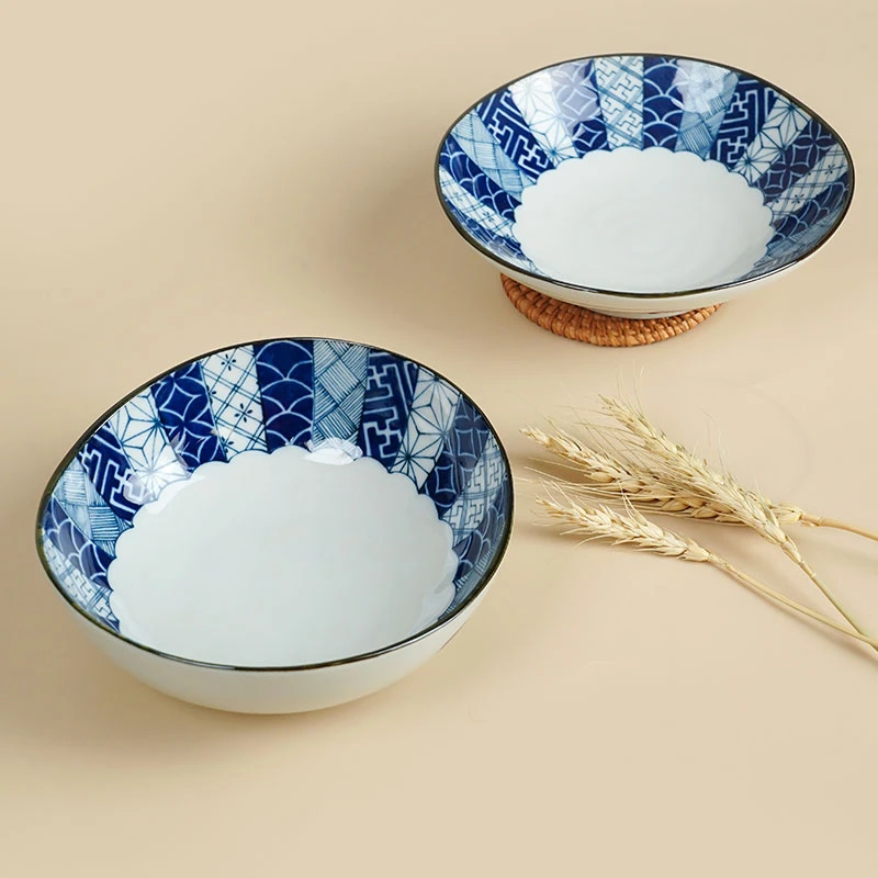 美浓烧日本进口家用陶瓷盘钵复古高颜值日式釉下彩易清洗创意餐具