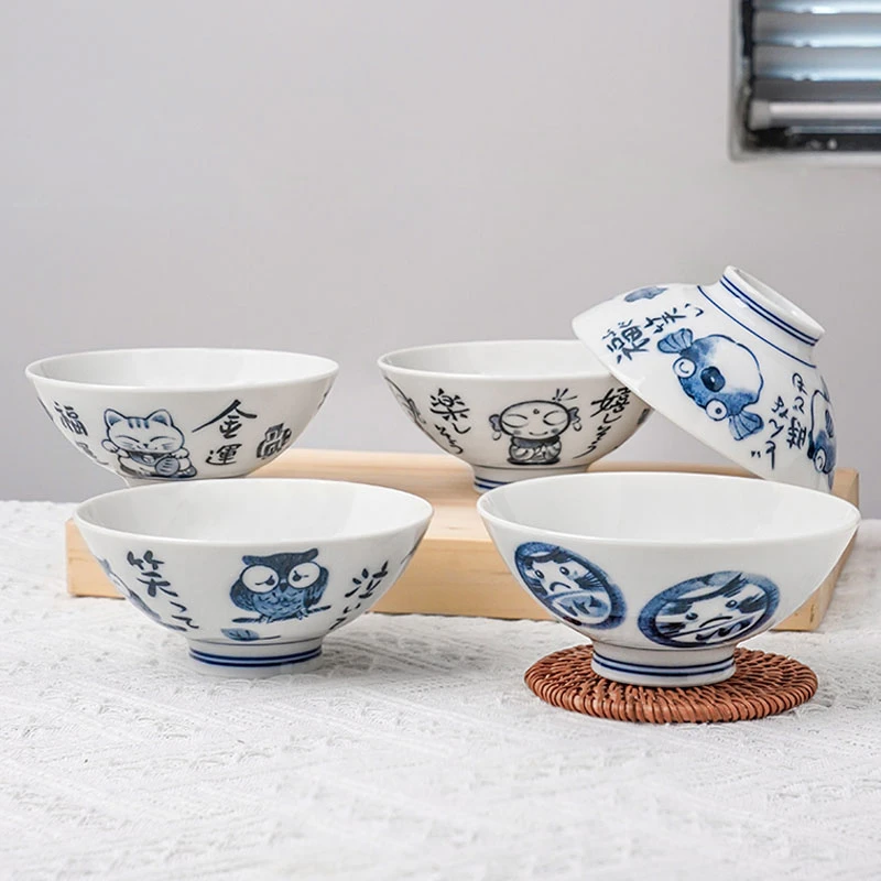 美浓烧日本进口陶瓷饭碗一套日式个性创意家用吃饭釉下彩米饭碗
