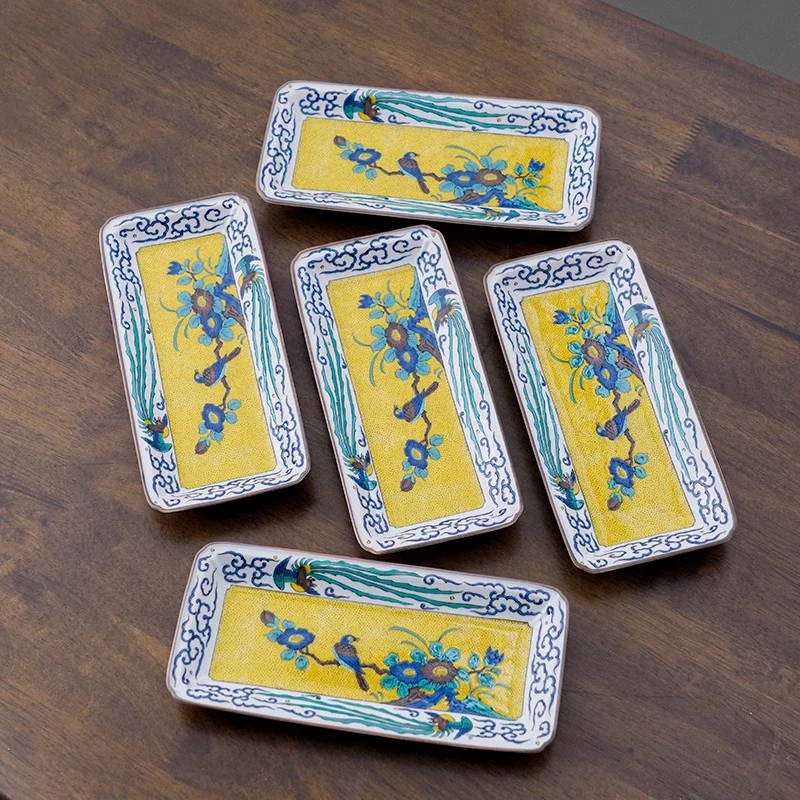 【主播推荐】九谷烧陶瓷长盘日式青郊吉田屋凤凰花鸟纹网红好看盘子