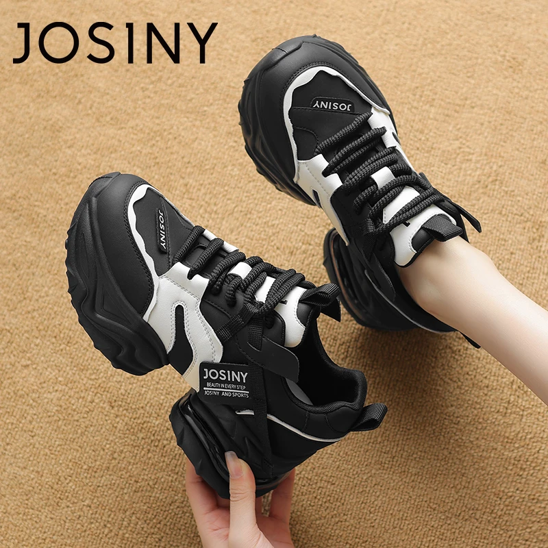 卓诗尼网红时尚厚底老爹鞋女款春秋新款黑色百搭旅游休闲运动鞋女