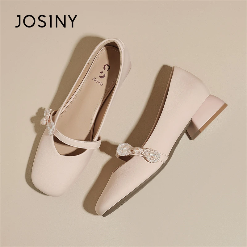 卓诗尼方头玛丽珍鞋女网红新款秋季薄荷曼波单鞋珍珠辣妹风乐福鞋