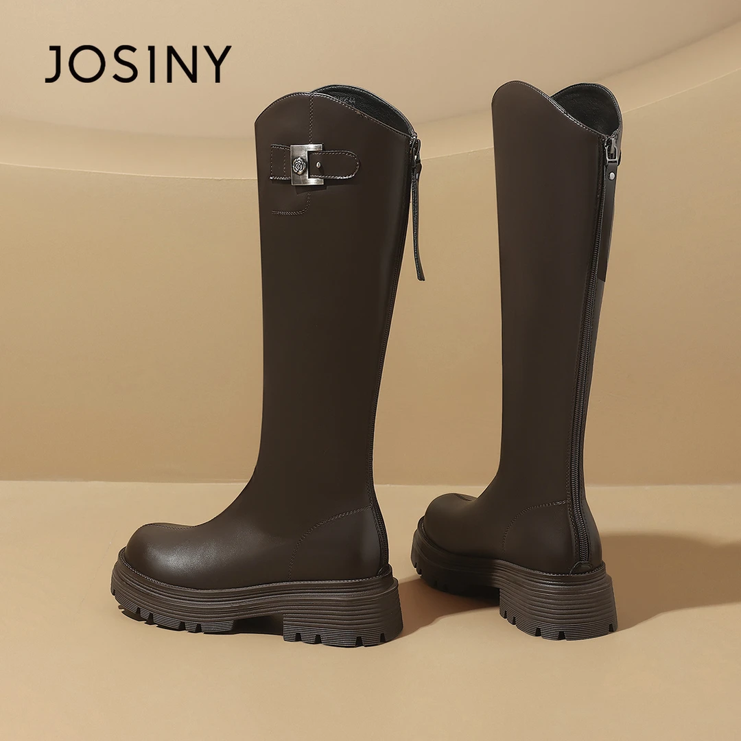 卓诗尼小个子长靴女款秋季新款厚底百搭增高骑士靴显脚小长筒靴子