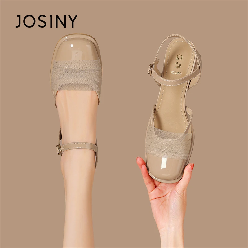 卓诗尼包头凉鞋女款春夏季新款网纱仙女风玛丽珍一字扣温柔单鞋女