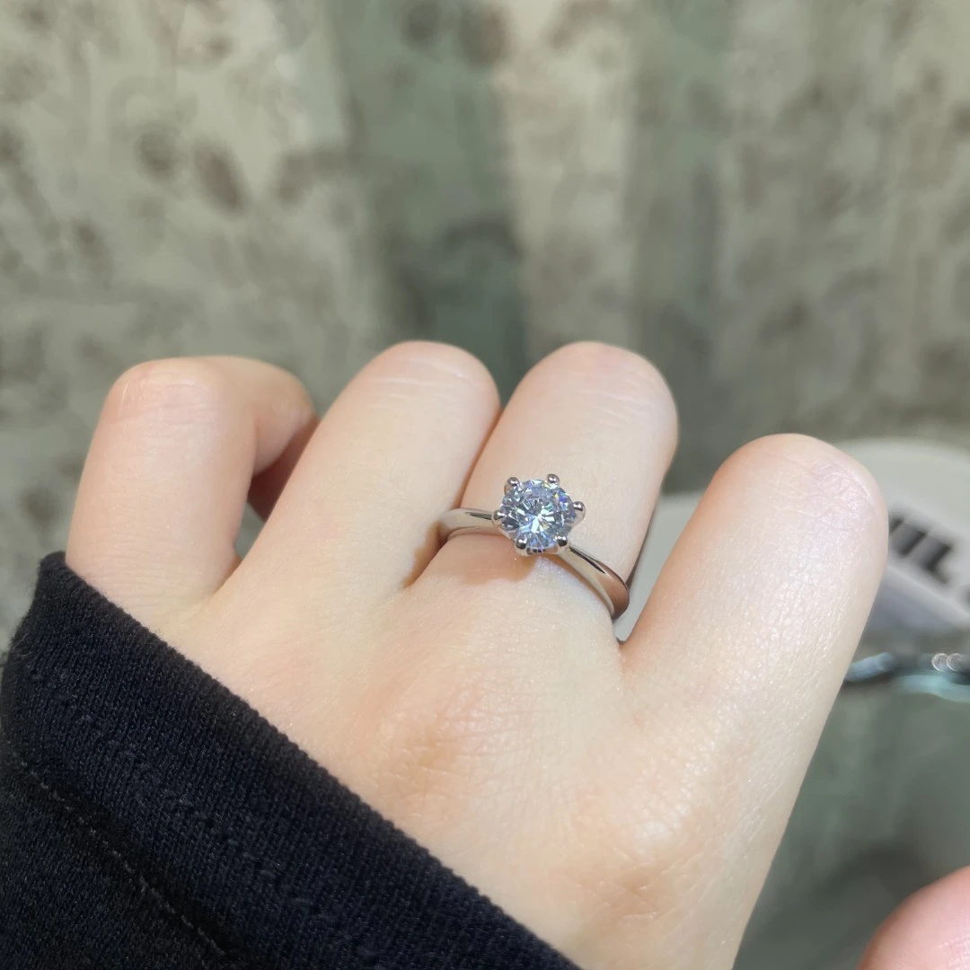 【卡奢】T家六爪一克拉戒指女款轻奢可调节婚戒首饰