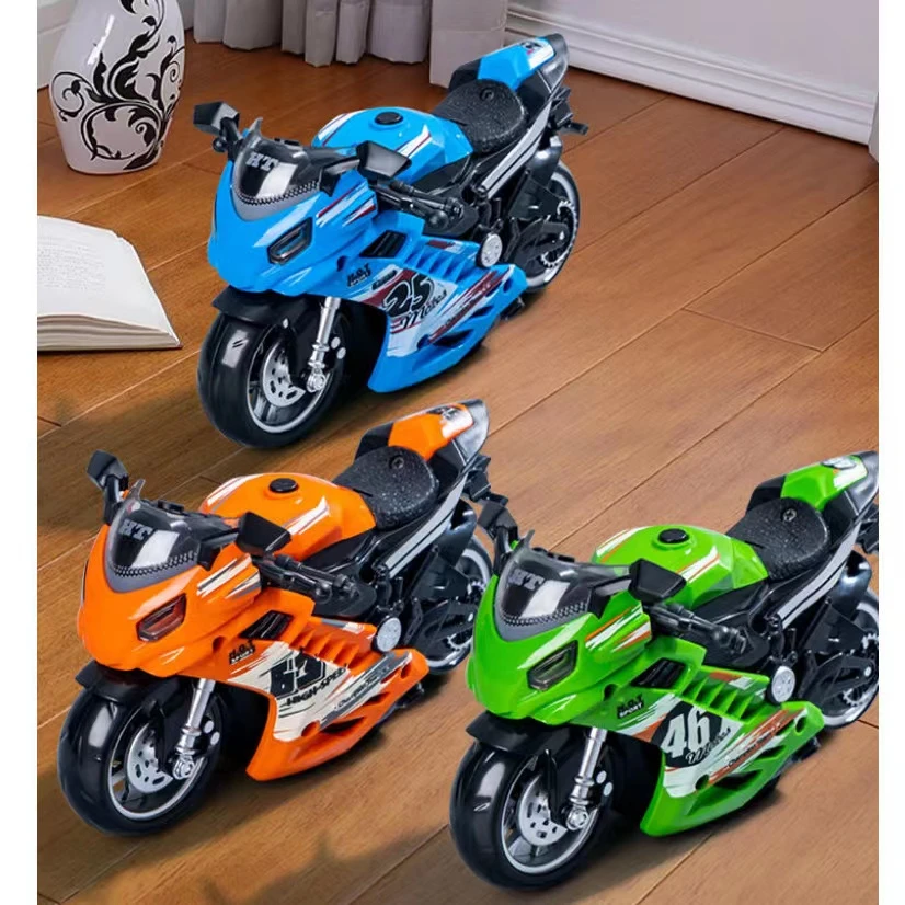 【盛】声光音乐铁骑摩托车赛车跑车机车仿真模型儿童惯性玩具男孩