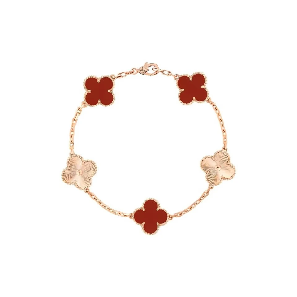 99新 梵克雅宝 青奢荟/经典简约红镭射五花手链////64366