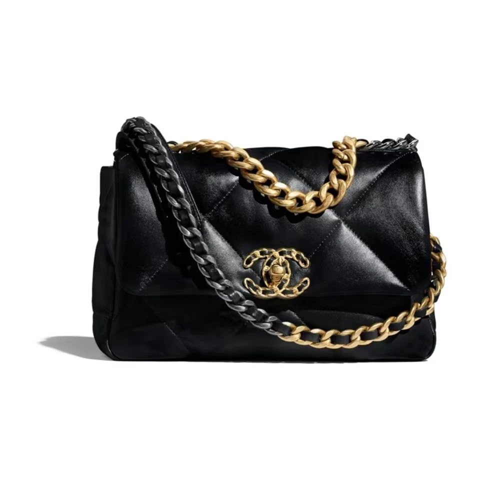 95新 Chanel/香奈儿 青奢荟/黑金19bag小链条斜跨包//63871