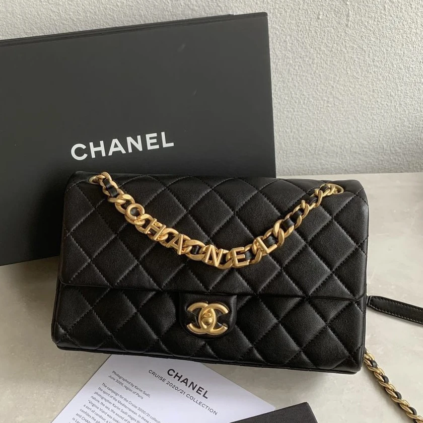 95新 Chanel/香奈儿 青奢荟/23pCF中号字母链条斜挎包/54814