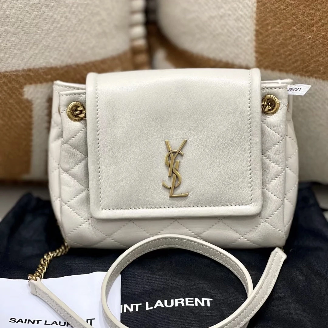 99新 YSL/圣罗兰 青奢荟/时尚白色圣罗兰nolita包///79551