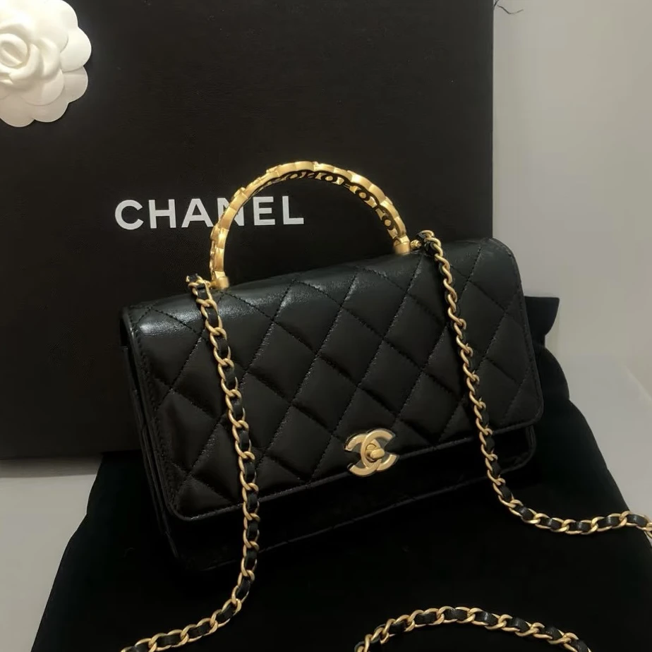 全新未使用 Chanel/香奈儿 青奢荟/黑金24s手柄woc斜挎包/54778