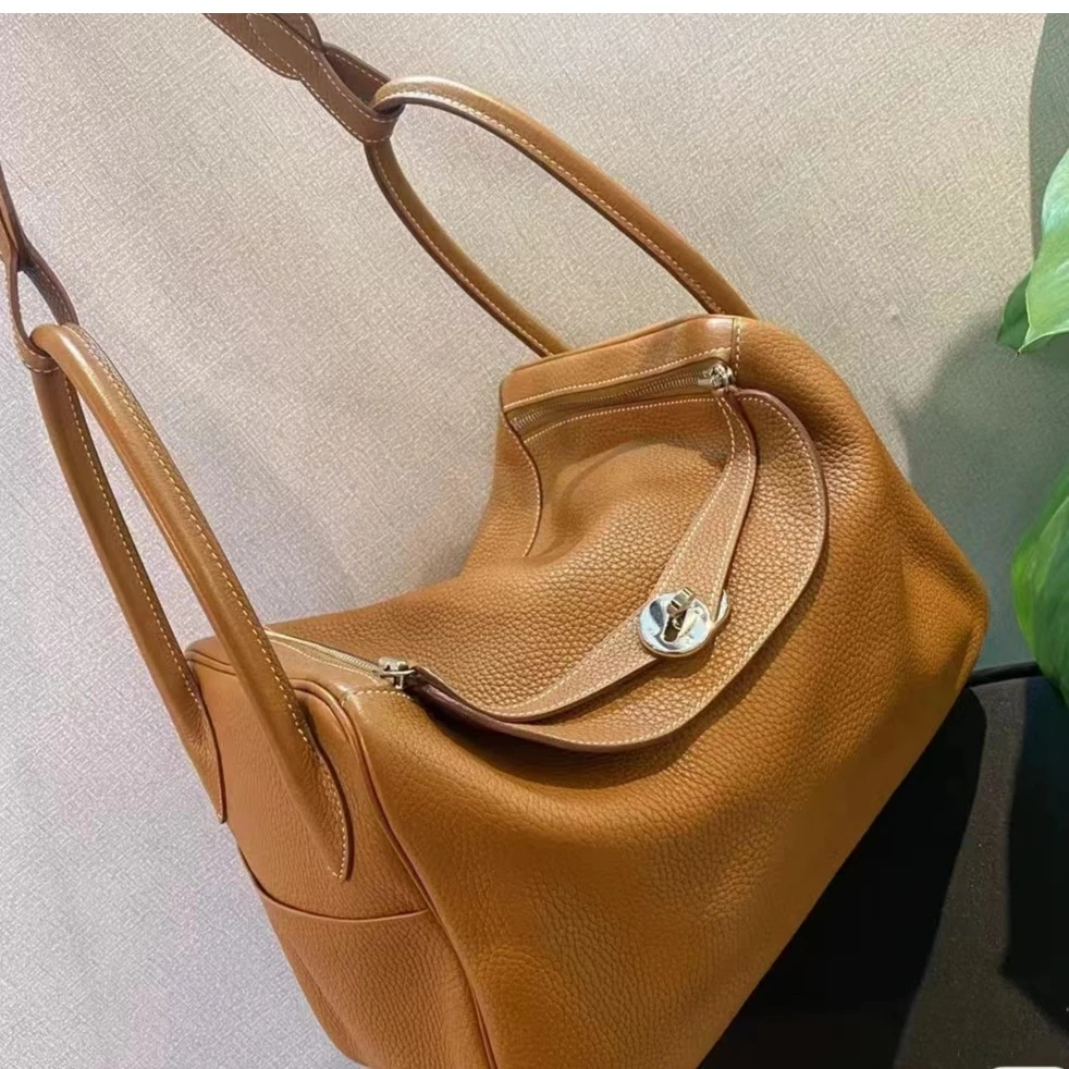 95新 Hermes/爱马仕 青奢荟/Lindy30金棕银扣斜跨包////62694