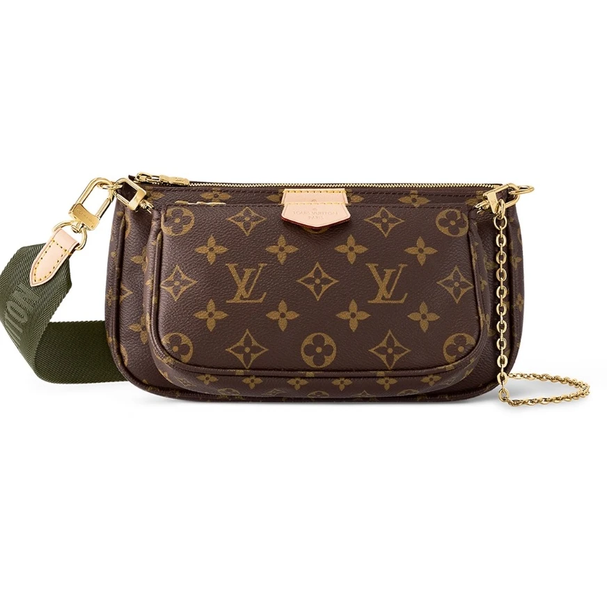95新 LouisVuitton/路易威登 青奢荟/老花绿肩带五合一肩包/80367