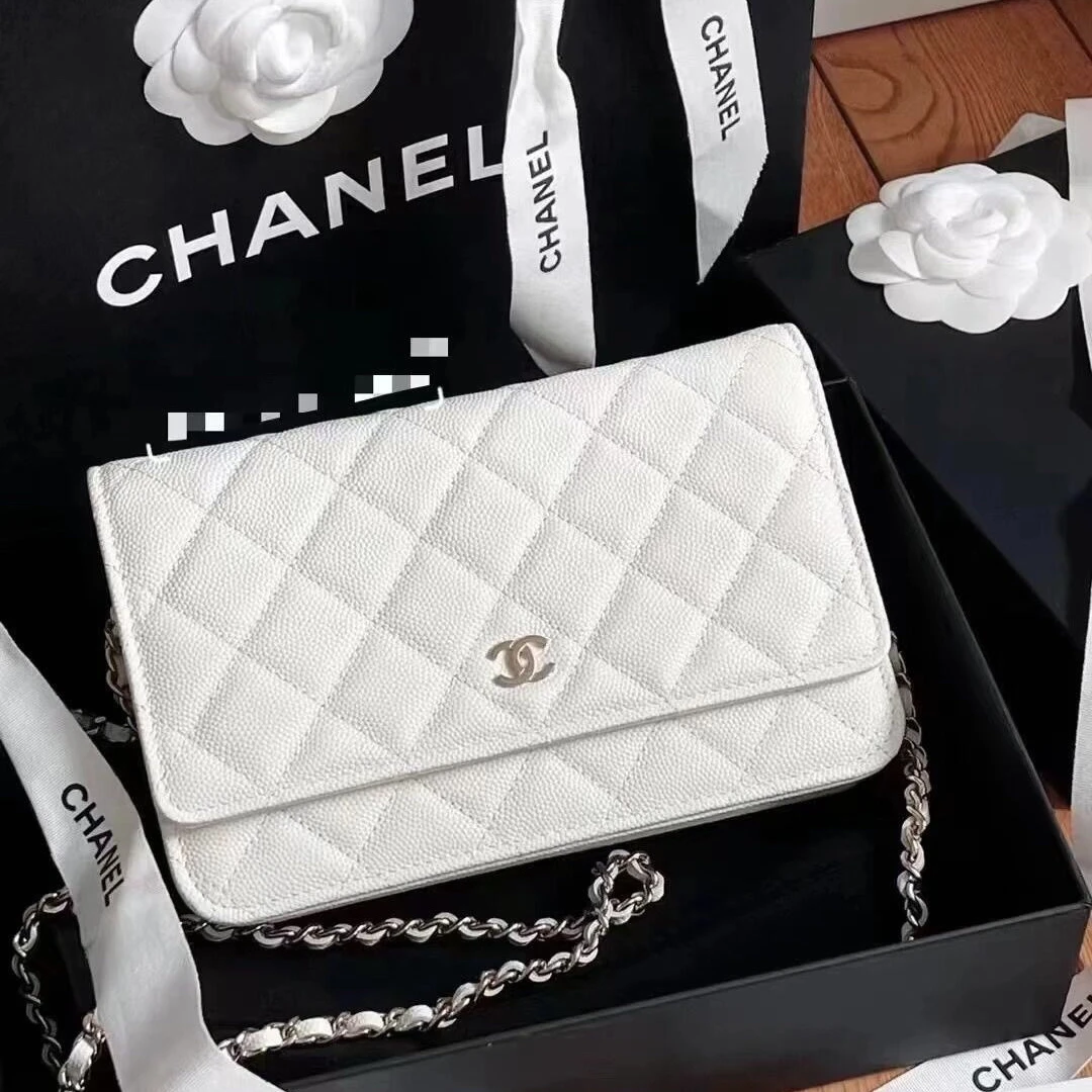 95新 Chanel/香奈儿 青奢荟/白金牛woc斜挎包/66820