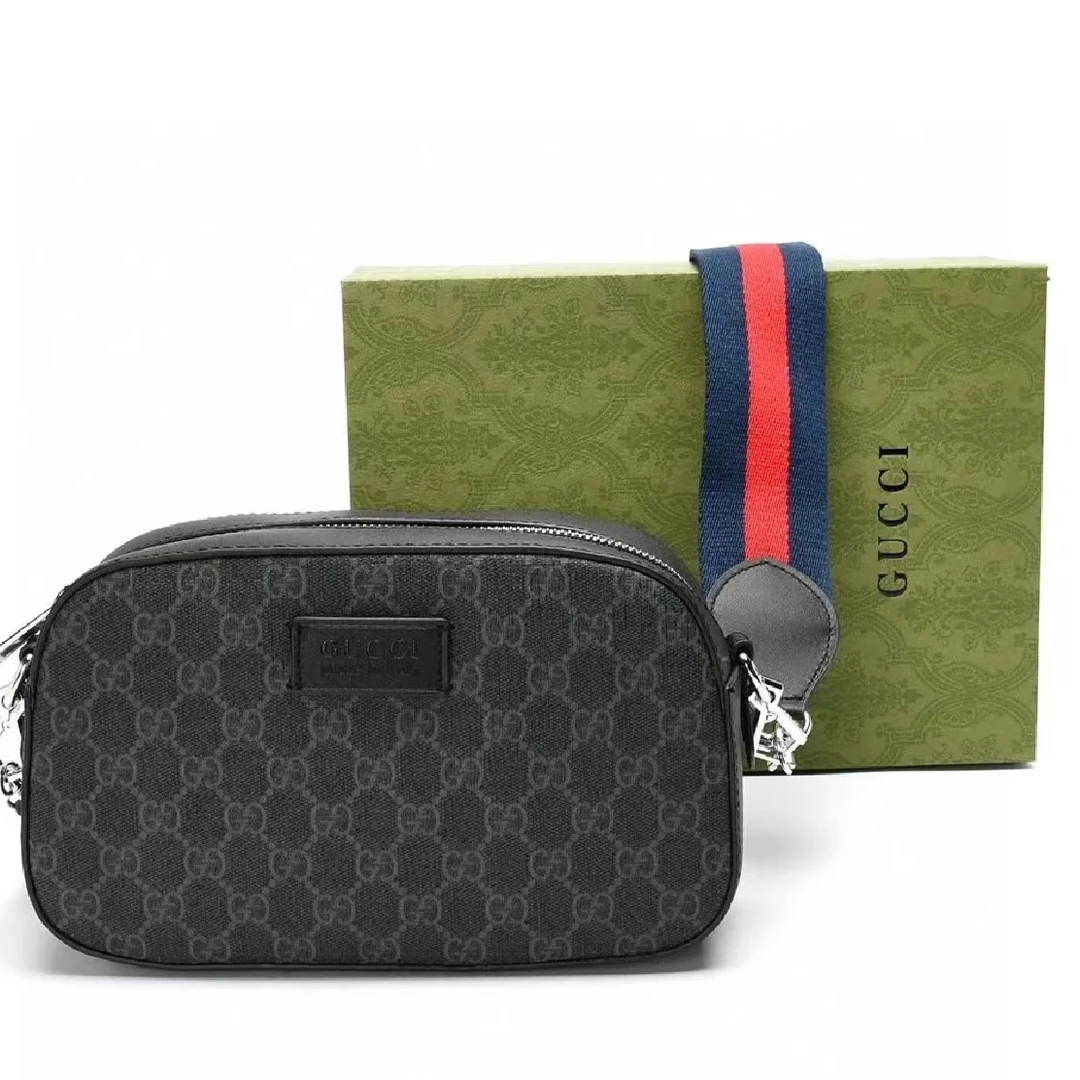 95新 GUCCI/古驰 青奢荟/古驰黑色相机包斜跨包//46327