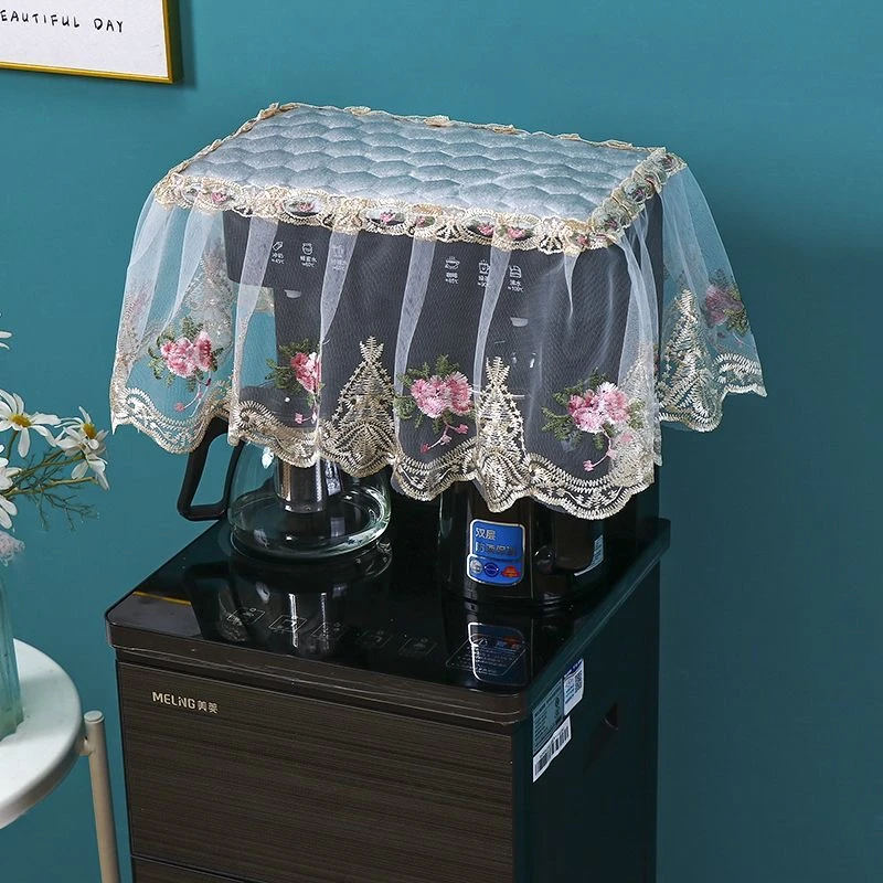 2025新款茶吧机防尘罩方形顶部蕾丝刺绣防尘罩饮水机罩电器罩