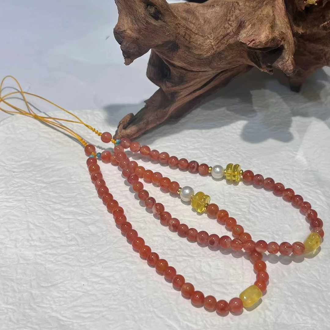 【山玥珠宝】复古国风挂件圆珠南红玛瑙手机挂（多样性发货1件）