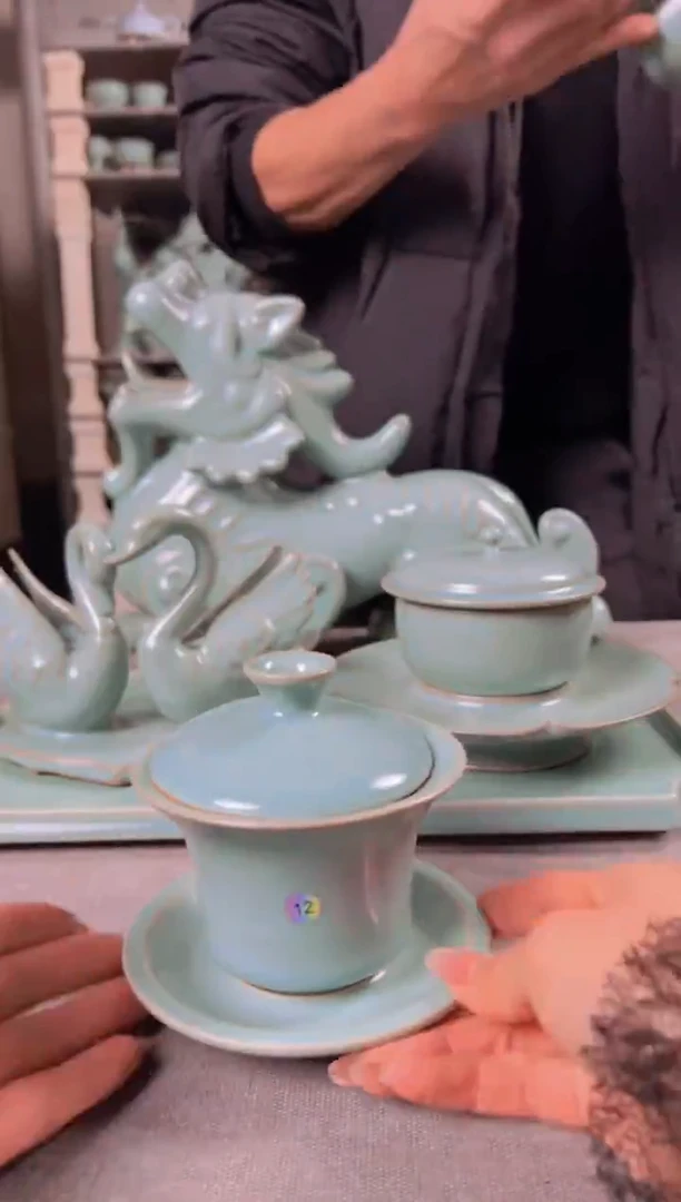 【闪购商品】瓷杯仿古三才马蹄盖碗瑕12