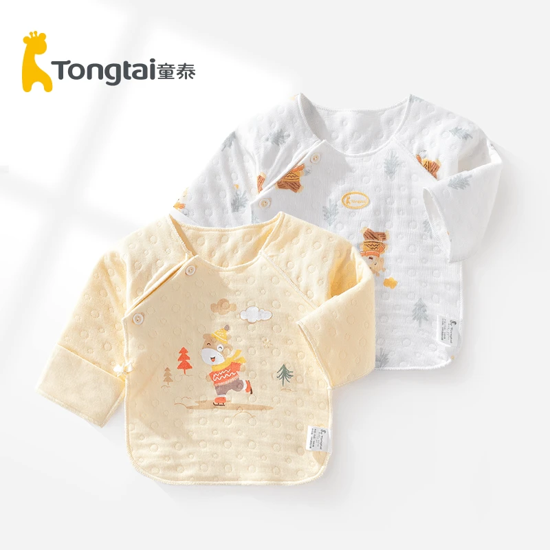 Tongtai/童泰新生儿和尚服纯棉秋冬空气棉保暖上衣初生宝宝半背衣