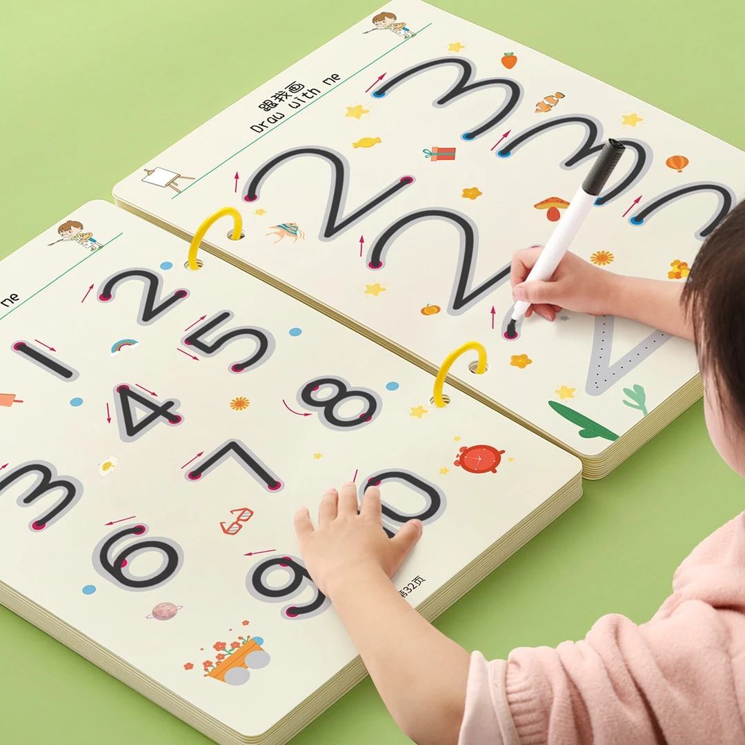 【幼儿控笔训练卡】宝宝园字帖儿童涂色画画可擦卡练字入门益智玩具