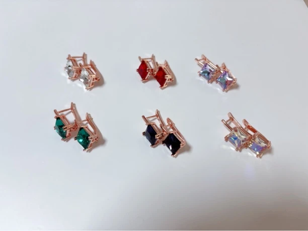 铜合金合成锆石耳饰 017正方形新款民族风时尚气质气质耳环