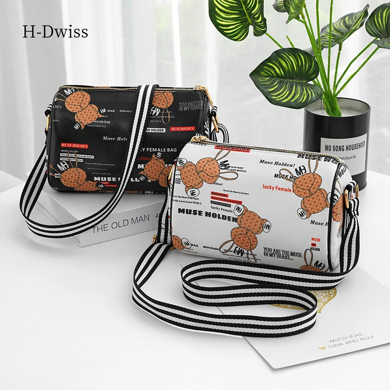 新款百搭休闲潮流夏季单肩小熊包时尚印花ol迷你圆形包轻便防水