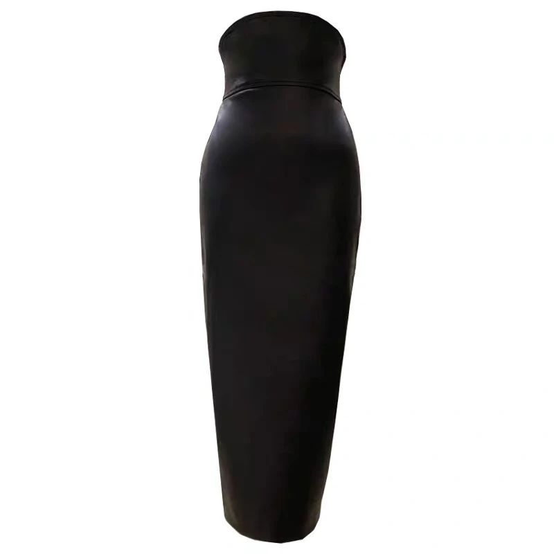 MIYUE高定【水蛇腰】高腰包臀显瘦PU皮一步裙气质时装气质880