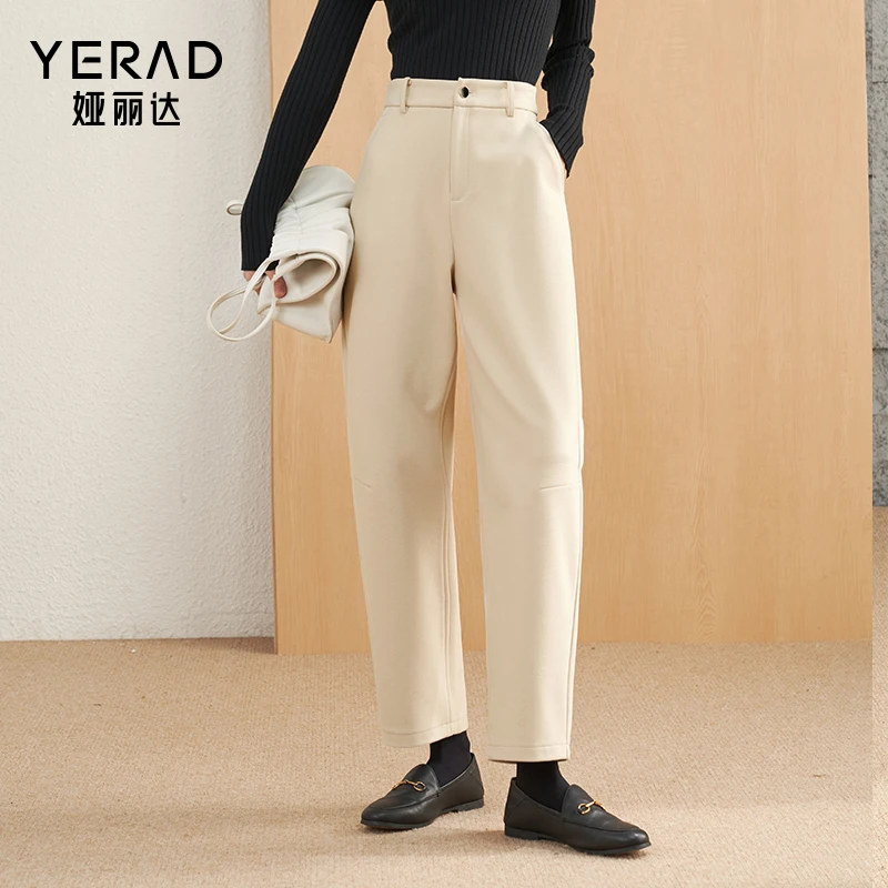【斜纹磨毛镰刀裤】娅丽达休闲宽松哈伦裤女23秋冬小个子通勤香蕉裤