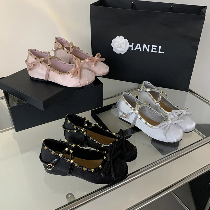 小个子内增高5cm百搭小众仙女风蝴蝶结法式复古气质单鞋1415-1