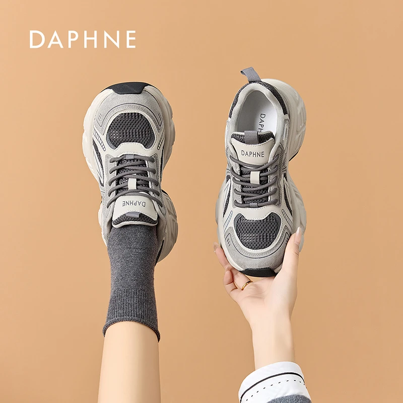 Daphne/达芙妮厚底老爹鞋女做旧2025春季新款百搭复古休闲运动鞋