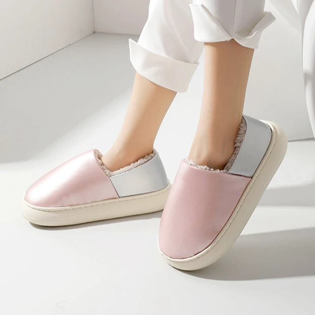 加绒包跟棉拖鞋防寒防水保暖厚底全包家居棉拖鞋舒适毛绒毛毛棉拖