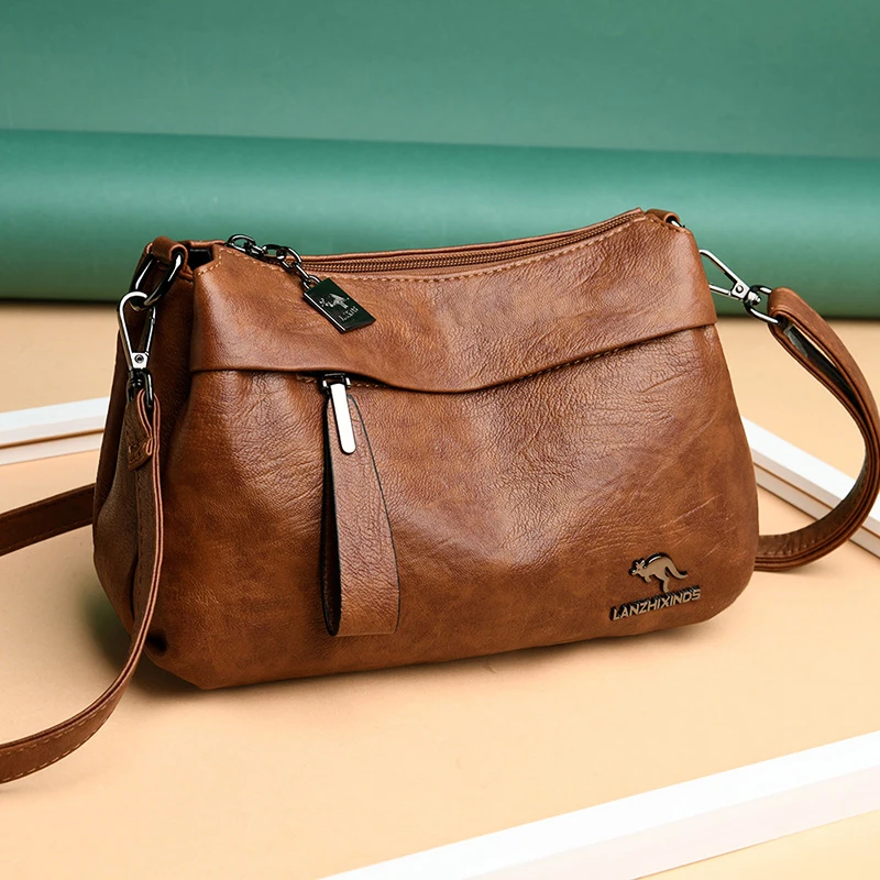 女包新款中老年妈妈包女士单肩包时尚多层包包韩版百搭斜挎包8218