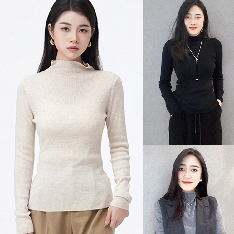 S·DEER圣迪奥女装时尚女式半高领修身保暖打底针织衫S23483520