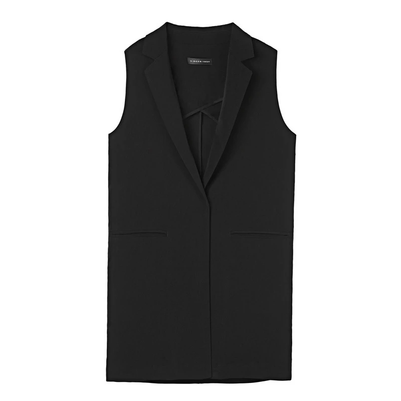 S·DEER圣迪奥无袖立体成熟干练翻驳领中长款通勤马甲S20181602