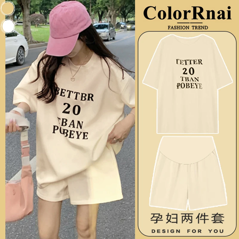 孕妇套装夏款新款遮肚子不显怀宽松休闲女上衣短裤两件套产检夏装