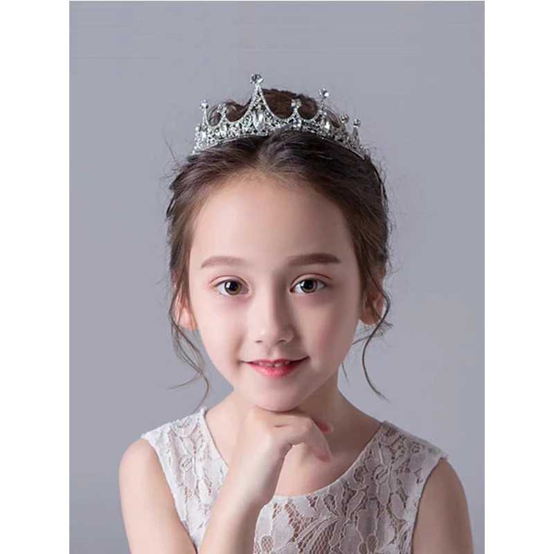 儿童发卡头饰大童主持人礼服发箍钢琴演奏女童演出走秀闪水晶皇冠