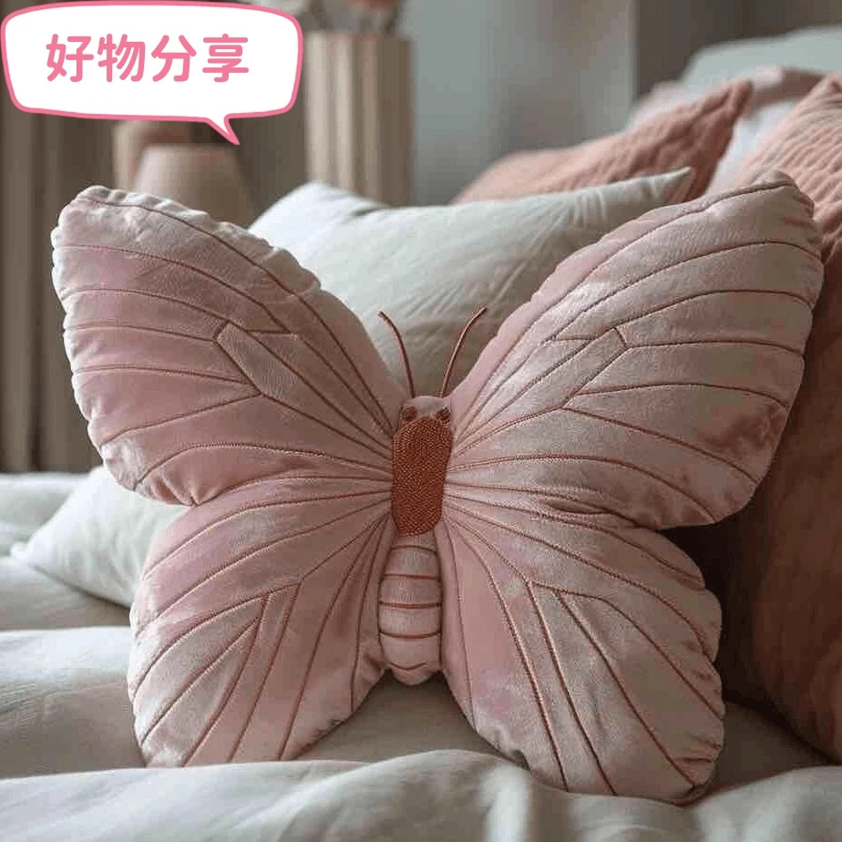 少女心蝴蝶抱枕靠垫毛绒玩具ins原创少女心靠枕家居美学生日礼物