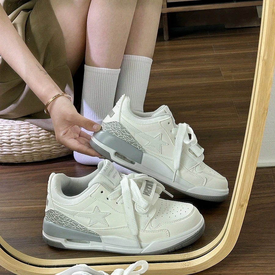 港风气垫女星星板鞋女情侣款ins小众潮流百搭休闲运动鞋子女鞋
